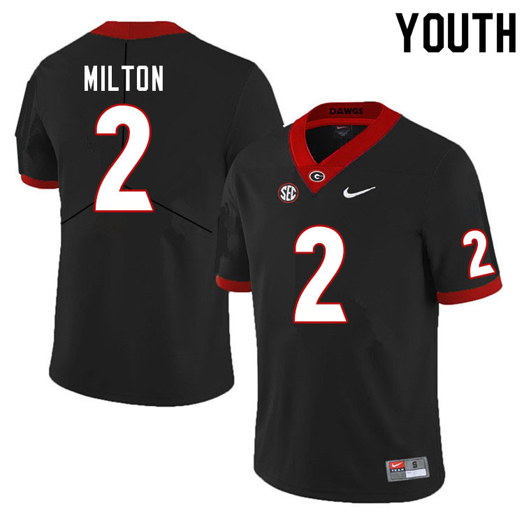 Youth #2 Kendall Milton Georgia Bulldogs College Football Jerseys Sale-Black